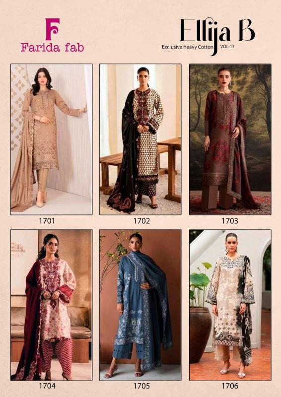 Farida fab ellija b vol-17 salwar suit material wholesale